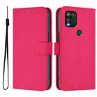 For Motorola Moto G Stylus 5G 2021 Skin Feel Solid Color Leather Phone Case with Lanyard(Rose Red) - 2