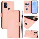 For Motorola Moto G30 / G10 / G20 Skin Feel Solid Color Leather Phone Case with Lanyard(Pink) - 1