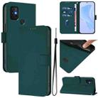 For Motorola Moto G30 / G10 / G20 Skin Feel Solid Color Leather Phone Case with Lanyard(Dark Green) - 1