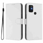 For Motorola Moto G30 / G10 / G20 Skin Feel Solid Color Leather Phone Case with Lanyard(White) - 2