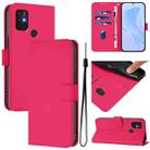 For Motorola Moto G30 / G10 / G20 Skin Feel Solid Color Leather Phone Case with Lanyard(Rose Red) - 1