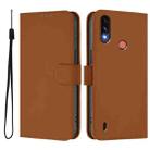 For Motorola Moto E7 Power Skin Feel Solid Color Leather Phone Case with Lanyard(Brown) - 2