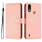 For Motorola Moto E7 Power Skin Feel Solid Color Leather Phone Case with Lanyard(Pink) - 2