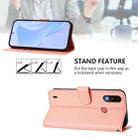 For Motorola Moto E7 Power Skin Feel Solid Color Leather Phone Case with Lanyard(Pink) - 3
