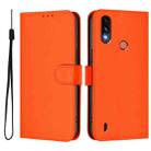 For Motorola Moto E7 Power Skin Feel Solid Color Leather Phone Case with Lanyard(Orange) - 2