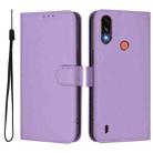 For Motorola Moto E7 Power Skin Feel Solid Color Leather Phone Case with Lanyard(Lavender Purple) - 2