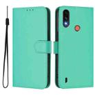 For Motorola Moto E7 Power Skin Feel Solid Color Leather Phone Case with Lanyard(Green) - 2