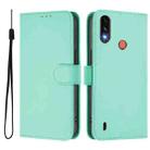 For Motorola Moto E7 Power Skin Feel Solid Color Leather Phone Case with Lanyard(Mint Green) - 2