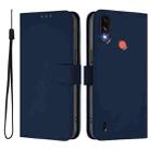 For Motorola Moto E7 Power Skin Feel Solid Color Leather Phone Case with Lanyard(Navy Blue) - 2