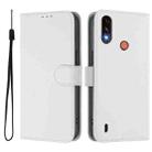 For Motorola Moto E7 Power Skin Feel Solid Color Leather Phone Case with Lanyard(White) - 2