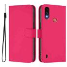 For Motorola Moto E7 Power Skin Feel Solid Color Leather Phone Case with Lanyard(Rose Red) - 2