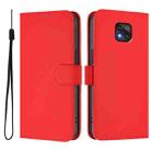 For Motorola Moto G Power 2021 Skin Feel Solid Color Leather Phone Case with Lanyard(Red) - 2