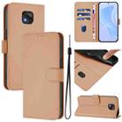 For Motorola Moto G Power 2021 Skin Feel Solid Color Leather Phone Case with Lanyard(Nude) - 1