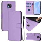 For Motorola Moto G Power 2021 Skin Feel Solid Color Leather Phone Case with Lanyard(Lavender Purple) - 1