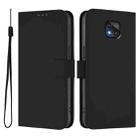 For Motorola Moto G Power 2021 Skin Feel Solid Color Leather Phone Case with Lanyard(Black) - 2