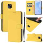 For Motorola Moto G Power 2021 Skin Feel Solid Color Leather Phone Case with Lanyard(Lemon Yellow) - 1