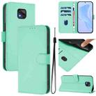 For Motorola Moto G Power 2021 Skin Feel Solid Color Leather Phone Case with Lanyard(Mint Green) - 1