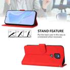 For Motorola Moto G Play 2021 Skin Feel Solid Color Leather Phone Case with Lanyard(Red) - 3