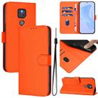 For Motorola Moto G Play 2021 Skin Feel Solid Color Leather Phone Case with Lanyard(Orange) - 1