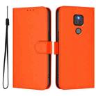 For Motorola Moto G Play 2021 Skin Feel Solid Color Leather Phone Case with Lanyard(Orange) - 2