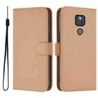For Motorola Moto G Play 2021 Skin Feel Solid Color Leather Phone Case with Lanyard(Nude) - 2