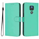 For Motorola Moto G Play 2021 Skin Feel Solid Color Leather Phone Case with Lanyard(Green) - 2