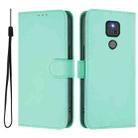 For Motorola Moto G Play 2021 Skin Feel Solid Color Leather Phone Case with Lanyard(Mint Green) - 2