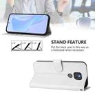 For Motorola Moto G Play 2021 Skin Feel Solid Color Leather Phone Case with Lanyard(White) - 3