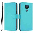 For Motorola Moto G Play 2021 Skin Feel Solid Color Leather Phone Case with Lanyard(Lake Blue) - 2