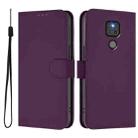 For Motorola Moto G Play 2021 Skin Feel Solid Color Leather Phone Case with Lanyard(Violet) - 2