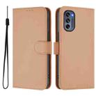 For Motorola Moto G62 5G Global Skin Feel Solid Color Leather Phone Case with Lanyard(Nude) - 2