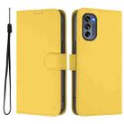 For Motorola Moto G62 5G Global Skin Feel Solid Color Leather Phone Case with Lanyard(Lemon Yellow) - 2