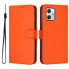 For Motorola Moto G64 India Skin Feel Solid Color Leather Phone Case with Lanyard(Orange) - 2