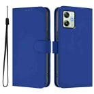 For Motorola Moto G64 India Skin Feel Solid Color Leather Phone Case with Lanyard(Dark Blue) - 2