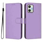 For Motorola Moto G64 India Skin Feel Solid Color Leather Phone Case with Lanyard(Lavender Purple) - 2