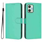 For Motorola Moto G64 India Skin Feel Solid Color Leather Phone Case with Lanyard(Green) - 2