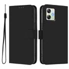 For Motorola Moto G64 India Skin Feel Solid Color Leather Phone Case with Lanyard(Black) - 2