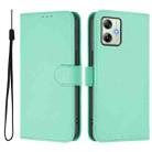 For Motorola Moto G64 India Skin Feel Solid Color Leather Phone Case with Lanyard(Mint Green) - 2