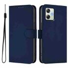 For Motorola Moto G64 India Skin Feel Solid Color Leather Phone Case with Lanyard(Navy Blue) - 2