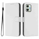 For Motorola Moto G64 India Skin Feel Solid Color Leather Phone Case with Lanyard(White) - 2