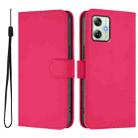 For Motorola Moto G64 India Skin Feel Solid Color Leather Phone Case with Lanyard(Rose Red) - 2