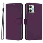 For Motorola Moto G64 India Skin Feel Solid Color Leather Phone Case with Lanyard(Violet) - 2