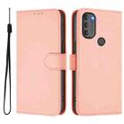 For Motorola Moto G71 5G Skin Feel Solid Color Leather Phone Case with Lanyard(Pink) - 2