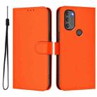 For Motorola Moto G71 5G Skin Feel Solid Color Leather Phone Case with Lanyard(Orange) - 2