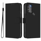 For Motorola Moto G71 5G Skin Feel Solid Color Leather Phone Case with Lanyard(Black) - 2