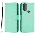 For Motorola Moto G71 5G Skin Feel Solid Color Leather Phone Case with Lanyard(Mint Green) - 2