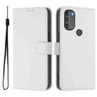 For Motorola Moto G71 5G Skin Feel Solid Color Leather Phone Case with Lanyard(White) - 2