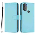 For Motorola Moto G71 5G Skin Feel Solid Color Leather Phone Case with Lanyard(Sky Blue) - 2