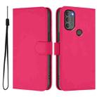 For Motorola Moto G71 5G Skin Feel Solid Color Leather Phone Case with Lanyard(Rose Red) - 2