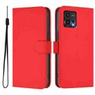 For Motorola Moto G72 Skin Feel Solid Color Leather Phone Case with Lanyard(Red) - 2